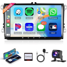 2G + 64G Wireless Carplay Android Car Radio for VW Golf 5 6 Passat Polo Tiguan Touran Caddy Skoda Seat 9 Inch Car Radio with Android Car GPS Navigation WiFi Mirror Link Bluetooth FM/RDS/DAB/EQ