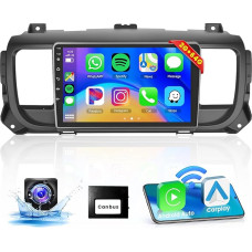 Hodozzy Carplay Car Radio for Citroen Jumpy 3/Peugeot Expert/Toyota Proace, 9 Inch Touchscreen Android Car Radio with Android Car/WiFi/GPS/RDS/FM/Bluetooth/USB + Reversing Camera