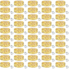 kolpop Pakuotė 50 mini pasakų žibintų su akumuliatoriumi, 2 m, 20 LED mažų pasakų žibintų, maitinamų akumuliatoriumi, vidaus pasakų žibintai, 3 režimai, 