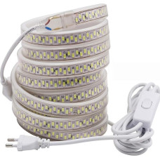 12 m LED Strip with Switch - Warm White, 220 V 230 V LED Strip, 5630 SMD 180 LEDs/m Strip, Very Bright Lighting, IP65 Waterproof