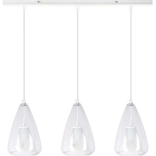 AMARE LED Pendant Light Height 24 cm, Height: Max. 150 cm, Length 75 cm (without 3 x E14 Bulbs, Max. 40 W), Clear Glass