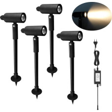 LED Garden Lighting, Set of 4, 3 W Garden Lights, Warm White, 3000 K, 180 LM Spotlight, IP67 Waterproof, Height Adjustable, LED Garden Spotlight for Outdoor Garden Lawn