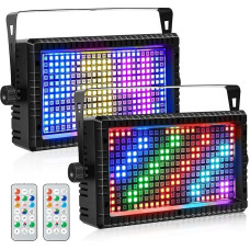 ZKYMZL Stroboskopiniai žibintai 288 vienetų RGB 3-in-1 LED scenos žibintai DJ žibintai DMX apšvietimas su nuotoliniu valdymu ir garso įjungimu koncertams, vakarėliams, bažnyčioms, vestuvėms, klubams...(2 pakuotės)
