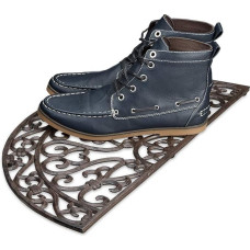 Relaxdays Rustic Door Mat Round, 2 x 60 x 31 cm, ketaus durų kilimėlis, secesijos stiliaus grindų kilimėlis Tvirtas milteliniu būdu dengtas metalinis sveikinimo kilimėlis, neslystantis, bronzos spalvos