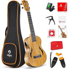 Vangoa Tenor Ukulele 26 Inch Walnut Wood Hawaii Acoustic Ukulele Beginner Set with Gig Bag, Natural