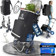 Hackenporsche Folding Shopping Trolley [XXL Cooling Compartment] Hackenporsche Stair Climber 50 L Volume Shopping Bag with Wheels, Waterproof, Foldable (Black, 50 L)