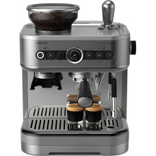 Philips Barista Brew Semi-Automatic Espresso Machine - Single & Double Espresso + Americano Button, 250 g Bean Container, Intuitive Guide, Calibrated Stamping, Metal Silver (PSA3218/01)