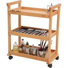 DJAR riedantis vežimėlis 3 pakopų buko medienos dailės reikmenų organizatorius su ratukais menininkams ir studentams Gamta