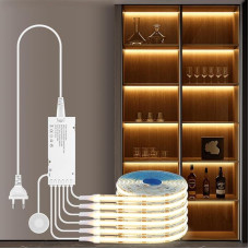 Kabineto apšvietimas COB LED juosta 6 in 1 Dimmable Penetrating Touch Controls vitrinoms, spintoms, virtuvėms, vyno spintelėms, vitrinoms ir lentynų apšvietimui (šilta šviesa, 1 m)