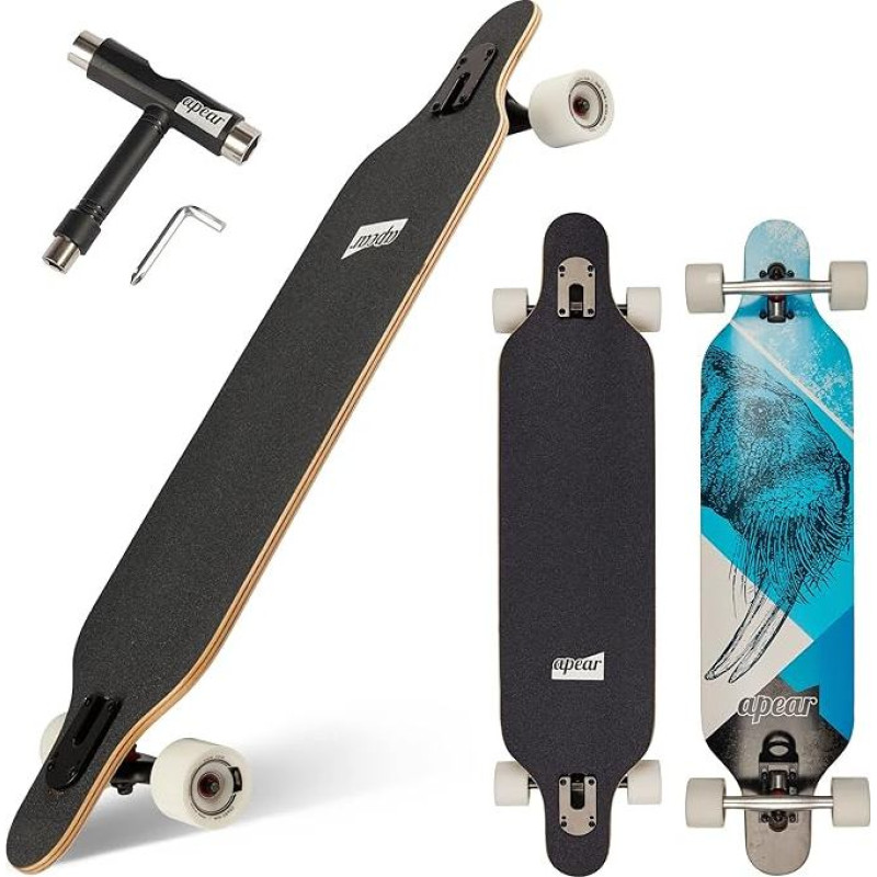 Longboardas su užraktu ir T-įrankiu, 100 kg, su pritvirtintu užrakto įtaisu, ABEC 9 rutuliniai guoliai, skirtas suaugusiesiems, paaugliams ir vaikams