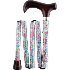 Thuasne - MaPetite Colourful Adjustable Folding Walking Stick 5 Parts Wooden Derby Handle with Hand Strap and Bag - Liberty