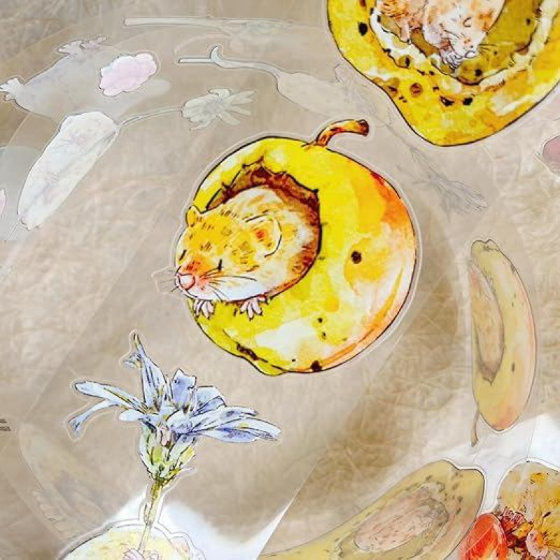 Seahorse Forest Vol8 A47 Vintage Retro Zizi's Garden, Pre-Cut Floral Clear PET Washi Tape lipdukai, skirti Scrapbook reikmenims, Scrapbook Tape lipdukai, Junk Journal reikmenys