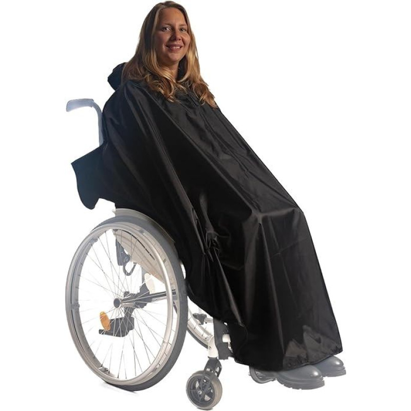 Lietaus apsiaustas neįgaliųjų vežimėliui suaugusiems - tvirta kokybė - lietaus apsiaustas neįgaliųjų vežimėliui - lietaus apdangalas neįgaliųjų vežimėlio naudotojams - apsiaustas (juodas)