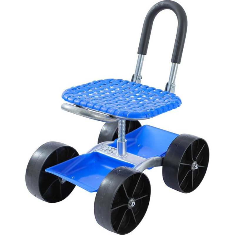 LINZI sodo vežimėlis su ratukais, pasukama ir reguliuojamo aukščio sėdynė, įrankių dėklas, skirtas lauko darbams, automobilių detalėms, automobilių remontui, 667381