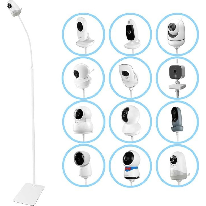 Kūdikių monitoriaus grindų stovo laikiklis, suderinamas su TP-LINK/BOIFUN/Babysens/Owlet/GHB/VTech/Arenti kūdikių monitoriumi, 35-63 colių reguliuojamas kūdikių kameros laikiklis, lankstus kūdikių kameros laikiklis