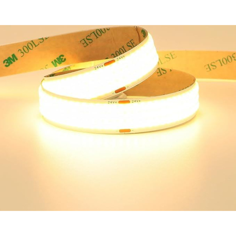 GOMING 24 V 15 mm pločio COB LED juosta šilta balta 3000 K 5 m šiltos baltos spalvos LED juosta 960LED/M 25 W/M LED juosta lipni CRI 93+ 13750 lm IP20 ne vandeniui, skirta namų apdailai (maitinimo šaltinis ne)