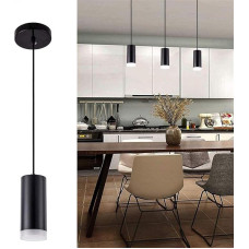 12W COB LED Pendelleuchte 6000K Tageslicht Ø8cm×20cm Matt Schwarz Kücheninsel-Beleuchtung Moderne Akryl-Röhrenlampe für Wohnzimmer/Bar/Esszimmer