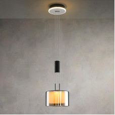 Modern Glass Pendant Light, Dimmable Pendant Light, Dining Table, LED Dining Room Lamp, Height Adjustable, Hanging Lamp Living Room, Kitchen Lamp, Hanging with Glass Lampshade and Remote Control