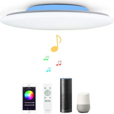 50 cm 48 W Starry Sky WiFi Music LED Ceiling Light Compatible with Amazon Alexa Google Home Ceiling Lamp with Bluetooth Speaker, RGB Colour Changing and Remote Control Dimmable for Bedroom