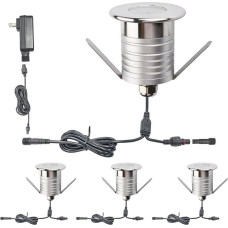 704 LED 3W Underwater Lamp, 3W DC12-24V, IP68 Waterproof Rating, Pool Light, Waterproof Lighting Fixtures, Landscape Waterproof Lighting (3000K, 4 Pack)