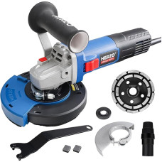 HERZO betono šlifuoklio rinkinys su deimantiniu disku ir siurbimo gaubtu 1400 W (125 mm)