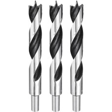 sourcing map Brad Point Bohrer 20 mm Durchmesser, gerader runder Schaft, metrischer Spiralbohrer für Weichholz, Hartholz, Sperrholz, Kunststoff, Gummi, silberfarben, 3 Stück
