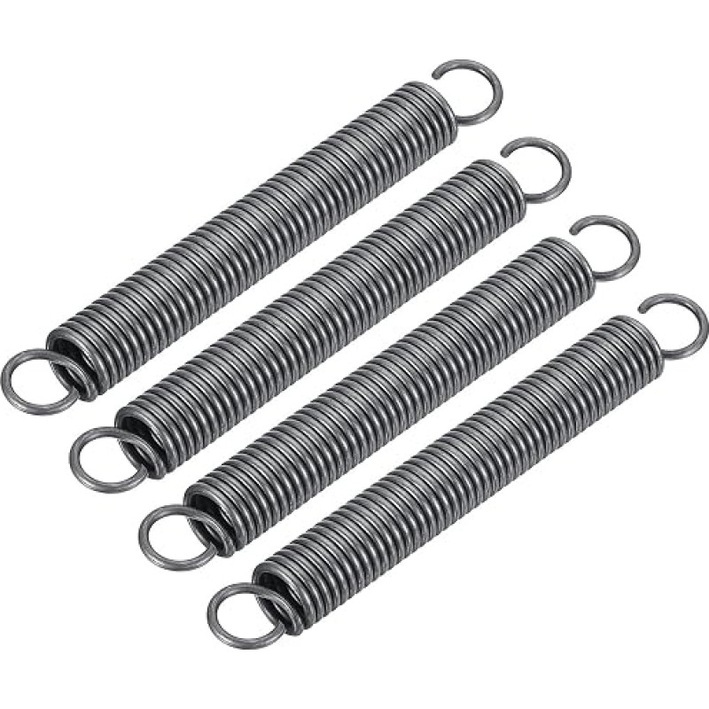 QUARKZMAN ilginamoji spyruoklė - 2,5 mm vielos skersmens, 18 mm išorinis skersmuo, 150 mm laisvasis ilgis, maža dvigubo kablio įtempimo spyruoklė, 4 vnt.