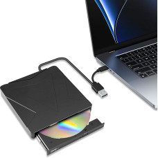 Išorinis DVD CD diskas, USB 3.0 ir C tipo nešiojamasis CD DVD +/-RW įrašymo įrenginys Optiniai diskai CD ROM/DVD diskas Išorinis kompiuterio nešiojamasis stalinis kompiuteris MacBook Windows 7/8/10/11/XP Linux/Mac