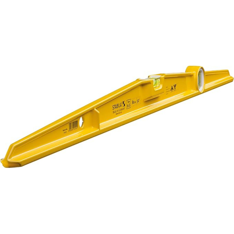 STABILA Type 81 S Spirit Level 80 cm Tvirtas liejinio aliuminio profilis 1 horizontalusis lygis 1 vertikalusis lygis Pagaminta Vokietijoje Geltonos spalvos