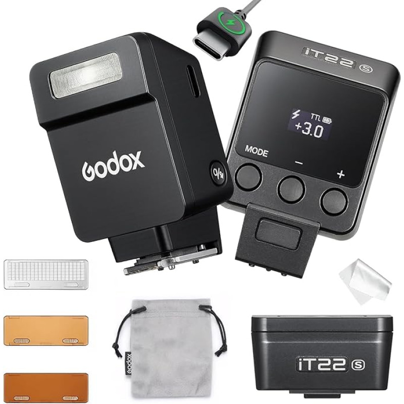 GODOX IT22 S fotoaparato blykstė, IT22S TTL mini blykstė, 1,5 sekundės atkūrimo laikas, suderinama su 