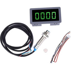Green 4 Digit LED Motor Tachometer RPM Meter NPN Hall Proximity Switch Sensor Digital