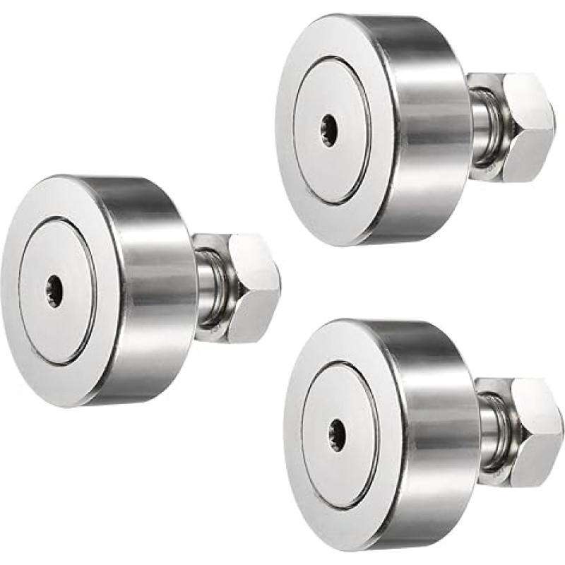 tiekimo žemėlapis 3 vnt. kumštelinio sekimo bėgių guoliai CF10-1/KRV26 X adatinis guolis, 26 mm ritinėlio skersmuo, M10 varžto tipas, skirtas staklių kreipiamajam bėgiui (šešiakampis lizdas)