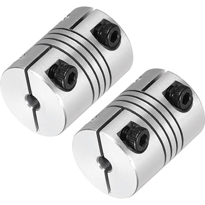 sourcing map Flexible Wellenkupplung, 3 bis 5 mm, 20 mm Länge, 15 Durchmesser, Klemmwellenkupplung, Aluminiumlegierung, Gelenkverbinder, Schrittmotor-Kupplung für 3D-Drucker, CNC-Maschinen