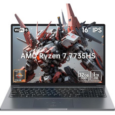 Blackview Ryzen 7 7735HS 2025 16 Inch Gaming Laptop (Better 7430u/5700u/I7-11800H) up to 4.8 GHz, 32GB RAM DDR5 4800MHz 1TB SSD, FHD Display Laptop, Illuminated Keyboard, WiFi 6, BT 5.2, Windows 11