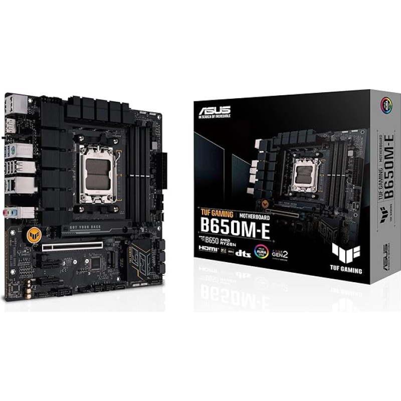 ASUS TUF TUF Gaming B650M-E AMD mATX pagrindinė plokštė 8+2 DrMOS DDR5, PCIe 5.0, 2 M.2 lizdai, Ethernet 