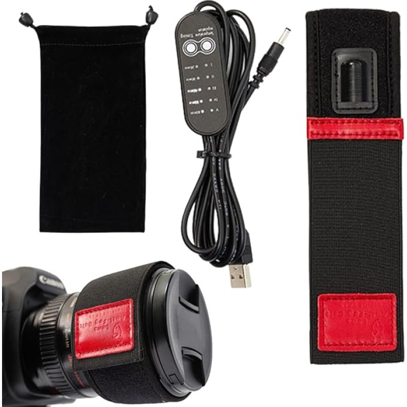 Objektyvo šildytuvas USB objektyvo šildytuvas, USB šildytuvas, USB objektyvo šildytuvas, 450 mm objektyvo šildytuvas DSLR fotoaparatui ir teleskopui, rasos šildymo juostelė apsaugo nuo rasos, rūko ir kondensato