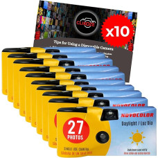 Disposable Camera Bundle with Novocolor Daylight Disposable Camera 27 Exposures and Clikoze Photography Tips Card 10 Units