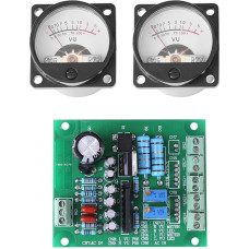 Akozon VU Meter, Pack of 2 VU Panel Meter Warm Rear Light Holder + O Level Amp with Driver Board