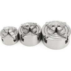 Rotary Bearing 4-Jaw Lathe Chuck 80mm/100mm/125mm K72-80/K72-100/K72-125 Independent 1 Piece Safety Chuck Key, 3 Pieces Mounting Screw (K72-100)