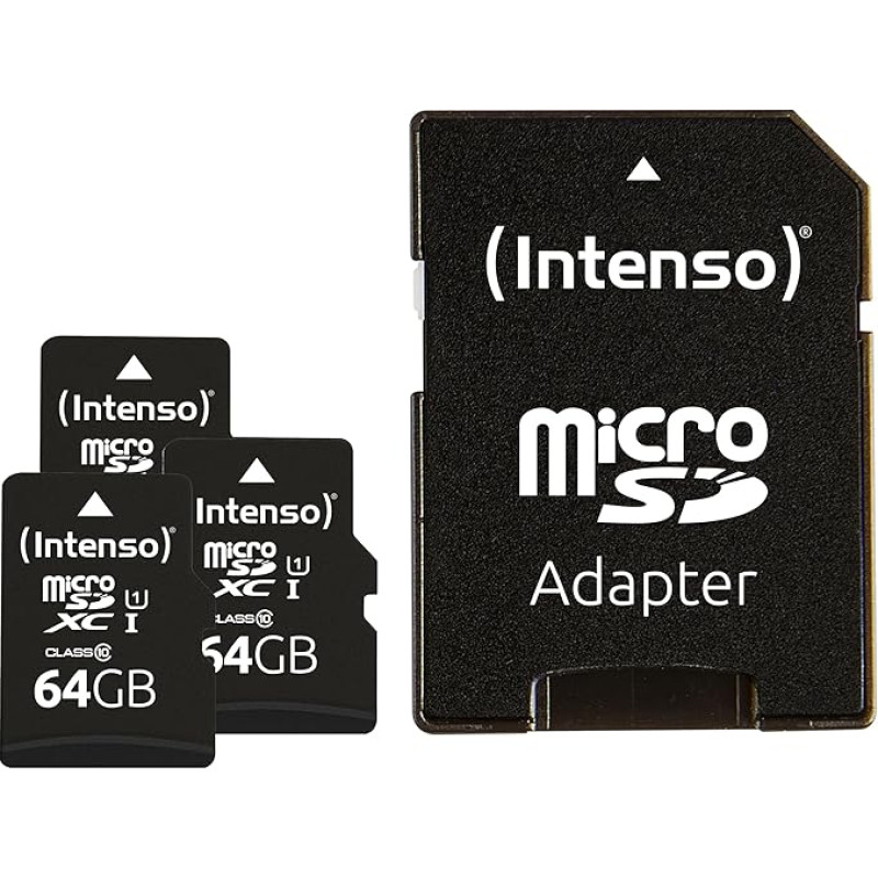 Intenso Amazon.de Premium microSDXC Class 10 UHS-I Memory Card with SD Adapter 64 GB Black