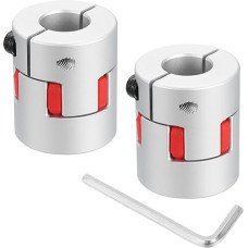 QUARKZMAN 2 vnt. D30 L35 12-14 mm lanksčios slyvos veleno jungties aliuminio jungtis Lanksti voratinklinė jungtis, skirta 3D spausdintuvui, CNC mašinoms ir servo žingsniams (sidabrinė spalva/raudona)