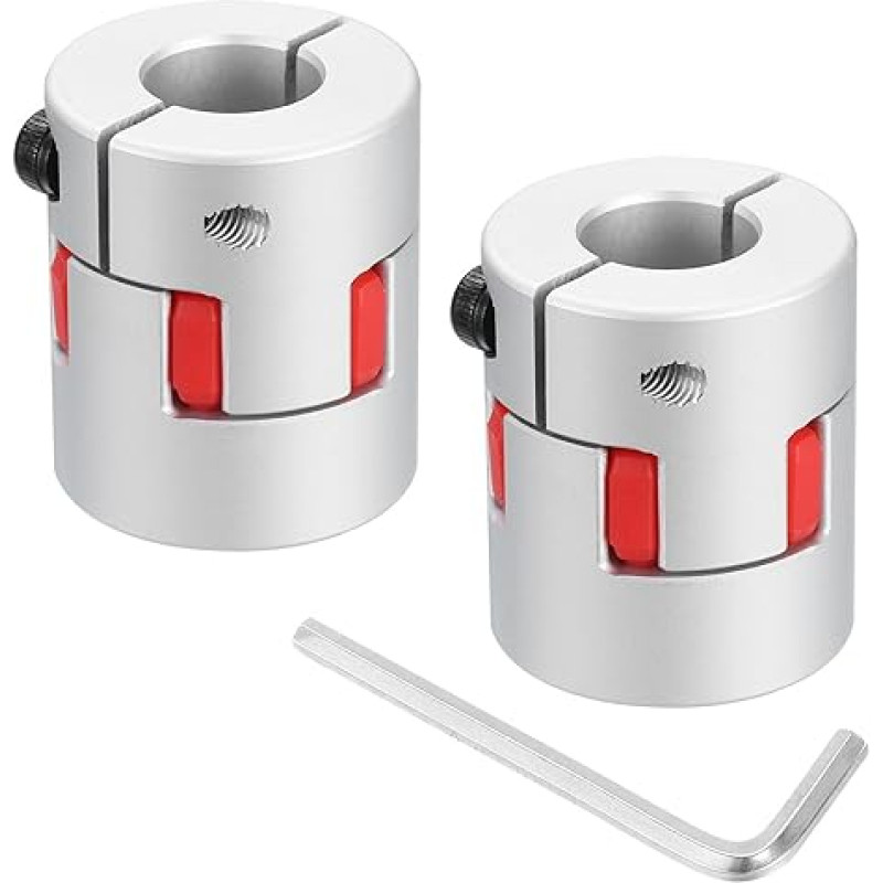 QUARKZMAN 2 vnt. D30 L35 12-14 mm lanksčios slyvos veleno jungties aliuminio jungtis Lanksti voratinklinė jungtis, skirta 3D spausdintuvui, CNC mašinoms ir servo žingsniams (sidabrinė spalva/raudona)