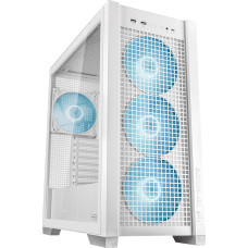 ASUS TUF Gaming GT302 ARGB White Mid-Tower ATX korpusas (4 x 140 x 28 mm ARGB ventiliatoriai, keičiami šoniniai skydeliai, palaiko ATX pagrindines plokštes su paslėptais prievadais, tinklinis priekinis skydelis, baltas)