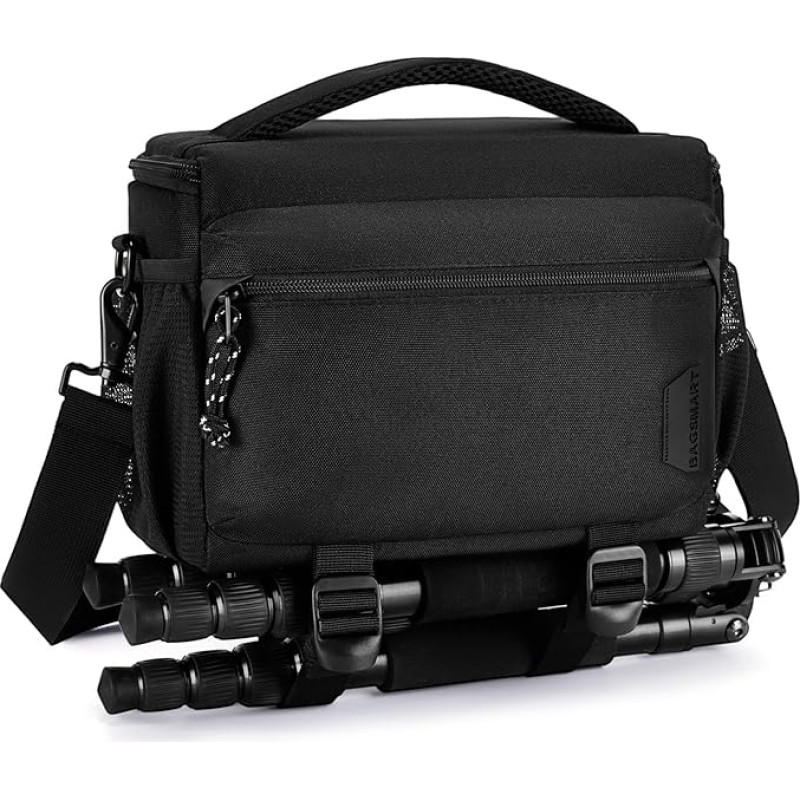 bagsmart SLR DSLR fotoaparato krepšys Vandeniui atsparus fotoaparato krepšys SLR fotoaparatui su lietaus dangčiu, mažas fotoaparato dėklas mažiems trikojams, juodas