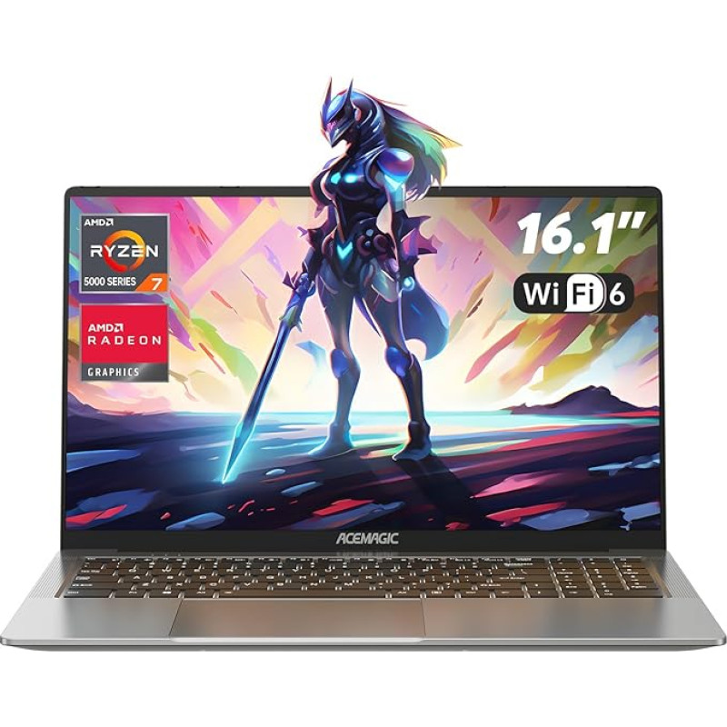 ACEMAGIC Ryzen 7 5700U nešiojamasis kompiuteris 16,1 colio FHD ekranas, 16 gijų, 4,3 GHz, 16 GB DDR4, 512 GB SSD M.2, klaviatūra su apšvietimu, metalinis korpusas Kompiuteris, 