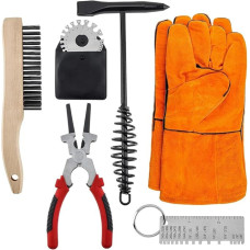 7-Teiliges Kratzdrahtbürsten-Schweißhämmer-Schlackenentfernungswerkzeug, Schweißschlackenentfernungswerkzeugsatz mit Blechdickenmessgeräten