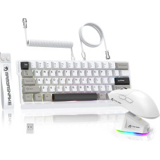 MAMBASNAKE x Attack Shark X60HE Rapid Trigger Wireless Keyboard & X11 Gaming Mouse with 8K Coiled Cable, QWERTY RGB Keyboard with 0.01 mm RT Magnetic Switch, 22K DPI PixArt PAW3311 Sensor Mouse - White