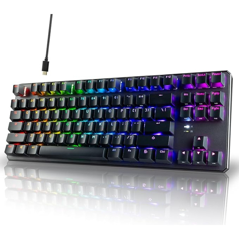 TECWARE Phantom+ 87 klavišų RGB mechaninė klaviatūra (juoda) 