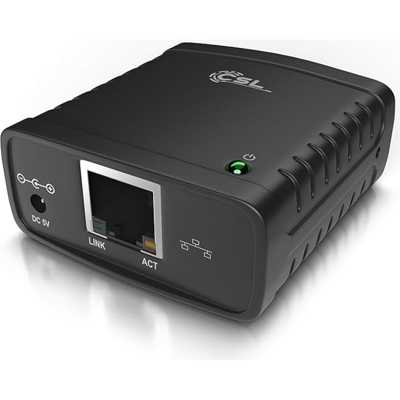 CSL - LAN spausdinimo serveris Spausdintuvų serveris - Fast Ethernet - USB 2.0 didelės spartos - LRP spausdinimo serveris 