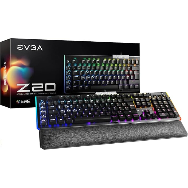 EVGA Z20 RGB optinė mechaninė žaidimų klaviatūra, RGB LED apšvietimas, optiniai mechaniniai jungikliai (linijiniai) 811-W1-20DE-K2 Black